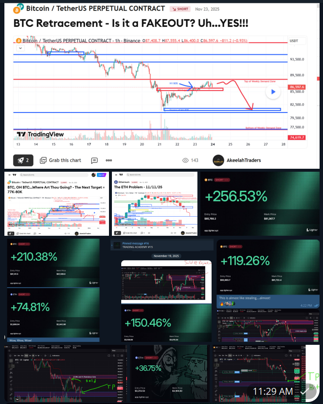 Student testimonial screenshot showing trading transformation